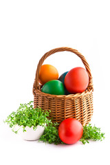 Beautiful decorative easter eggs isolated on white background