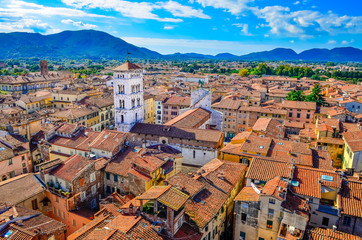 Scenic view of Lucca village in Italy - obrazy, fototapety, plakaty