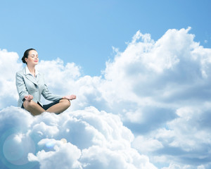 business woman meditating
