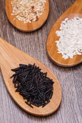 White, wild and brown rice