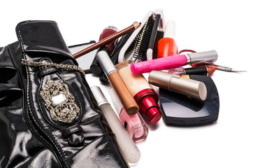 handbag and cosmetics