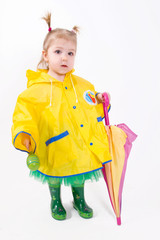 Baby girl in raincoat