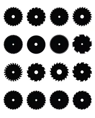 Poster Black silhouettes of circular saw blades, vector illustration © NikolaM