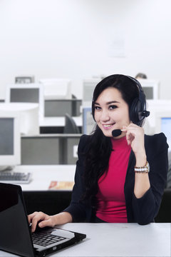 Female customer support at office