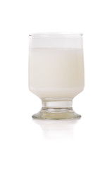 glass of milk on a white background