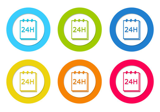 Colorful rounded icons to symbolize attention 24 hours