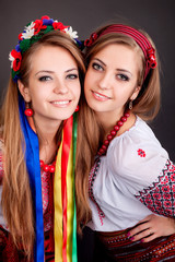 Young women in ukrainian clothes