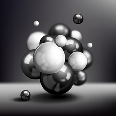 Dark 3d spheres molecule poster