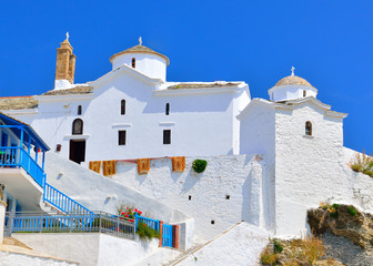 White church above Skopelos town, Greece - 63218399