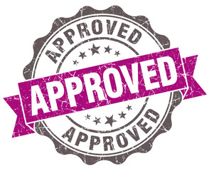Fototapeta premium Approved violet grunge retro style isolated seal