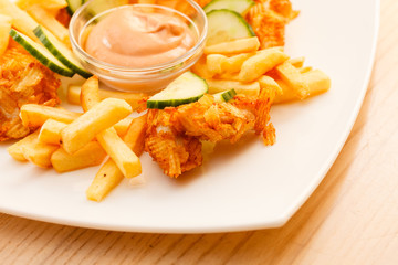 French fries with chicken