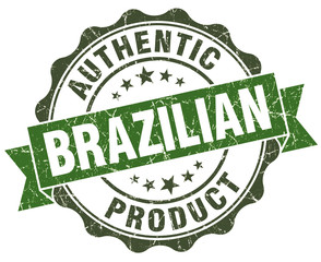 Brazilian product green grunge retro style isolated seal