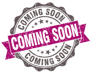 Fototapeta premium Coming soon violet grunge retro style isolated seal