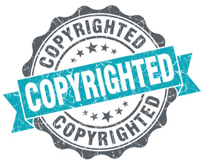 Copyrighted blue grunge retro style isolated seal