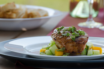 Juicy chicken on grill