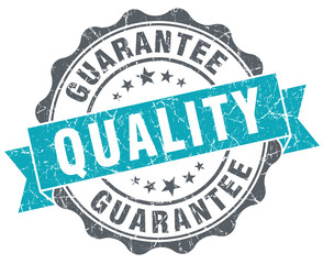 Quality guarantee blue grunge retro style isolated seal