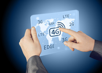 Businessman pushing 4g
