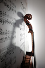 Shadow of violin. Vintage style.