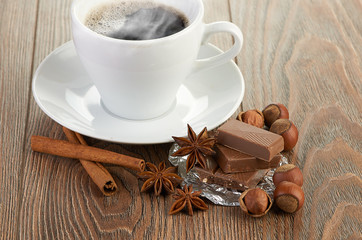 coffee with chocolate and dry breakfast