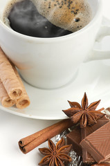 coffee with chocolate and dry breakfast