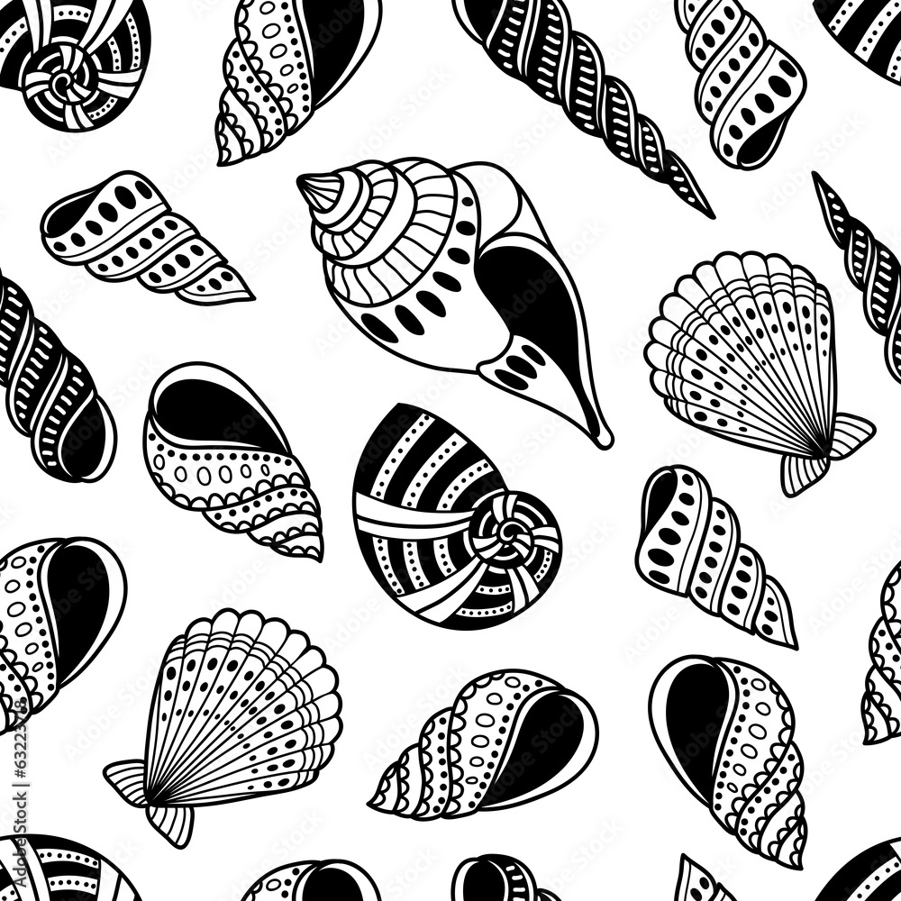 Poster shells seamless pattern
