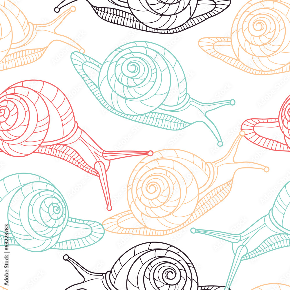 Poster snails seamless pattern