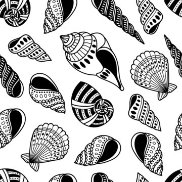 Fototapeta Shells seamless pattern