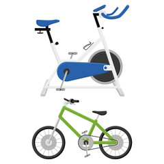 Exercise Bicycle And Normal Bicycle Isolated
