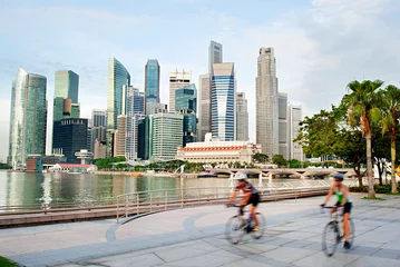 Crédence de cuisine en verre imprimé Singapour Faire du vélo à Singapour