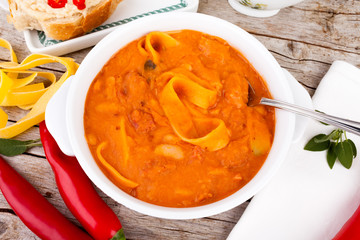 Beans Soup With Tomatoes And Pasta