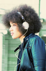 Young, modern woman with headphones,