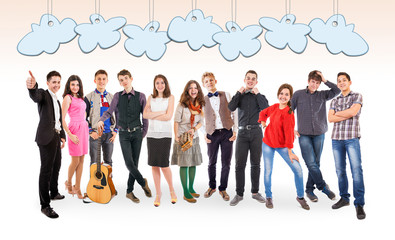 Fototapeta premium Teenage friends big group