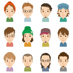 顔　セット　若い男性