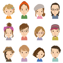 顔　セット　若者男女