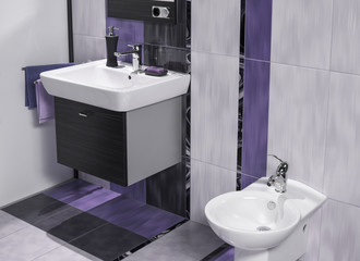 detail of a luxurious bathroom with sink and bidet