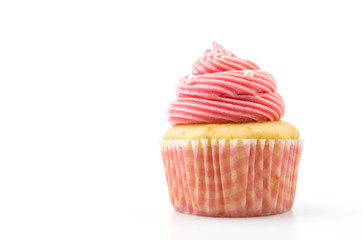 Vanilla cupcakes isolated white background