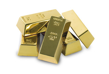 Set of gold bars isolated o