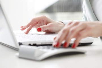 Businesswoman analyzing data