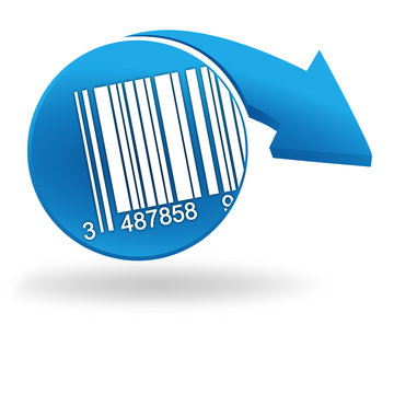 code barre sur bouton bleu