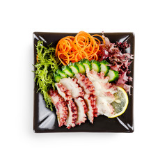 traditional fresh japanese sashimi on a white background