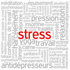 Nuage de Tags "STRESS" (surmenage anxi&eacute;t&eacute; d&eacute;pression fatigue)