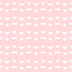 Seamless pattern cute white hearts on a pink