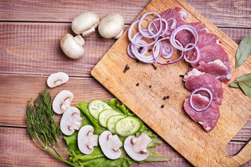 Sliced ​​raw meat pork