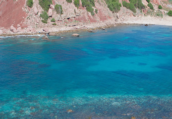 turquoise sea and rocks