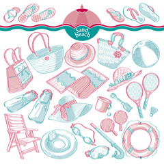 Set of subjects a beach for artwork -  Illustration