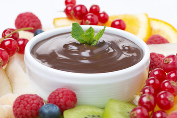 chocolate sauce and fresh fruit