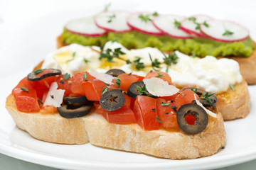 ciabatta with tomatoes, olives, parmesan cheese