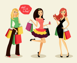 Fototapeta na wymiar fashion shopping girls