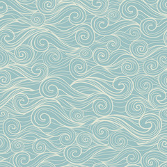 Naklejka premium Sea waves seamless pattern