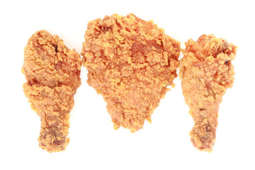 Fried chicken on white background
